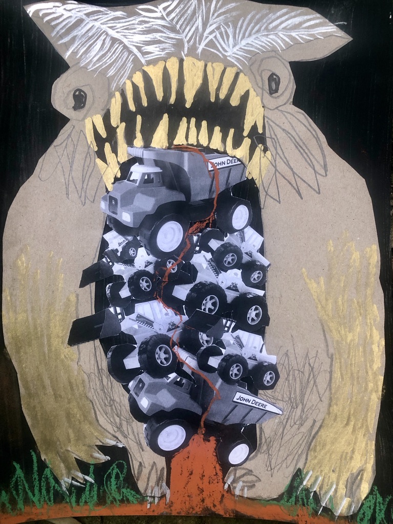 Emma Magenta's drawing to create the giant Bunyip