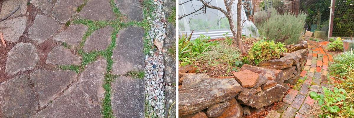 recycled paving and wall
