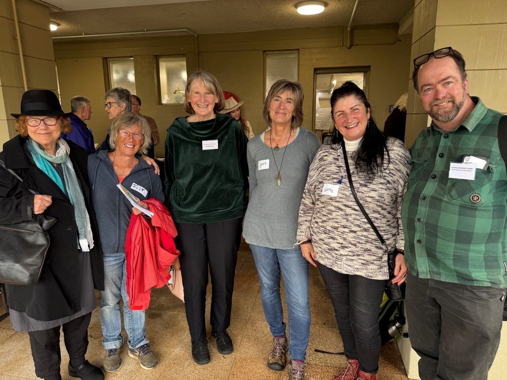 Blue Mountains Interfaith Group organiser Virginia Field with guests at the Gathering including Cr Brent Hoare.