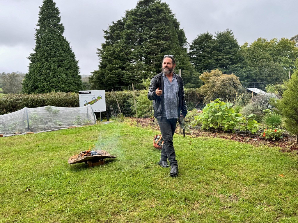 Dharug man Chris Tobin welcoming everyone with a Smoking Ceremony