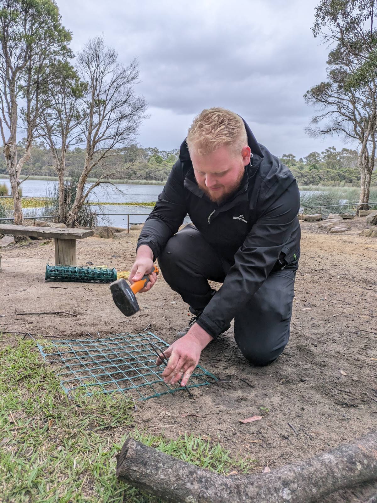 Will Godwin protecting a turtle nest.