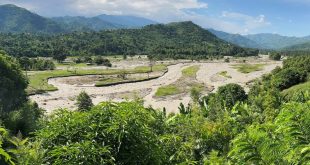 The Nyamugasani River flows through the flood plains in the foothills of Rwenzori Mountains National Park